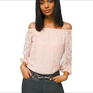 WHBM Velvet Off The Shoulder Blouse